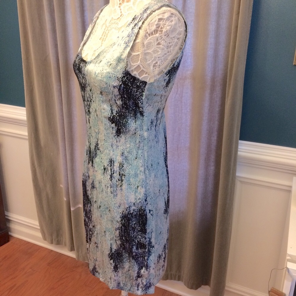 Silk blue and white low back dress